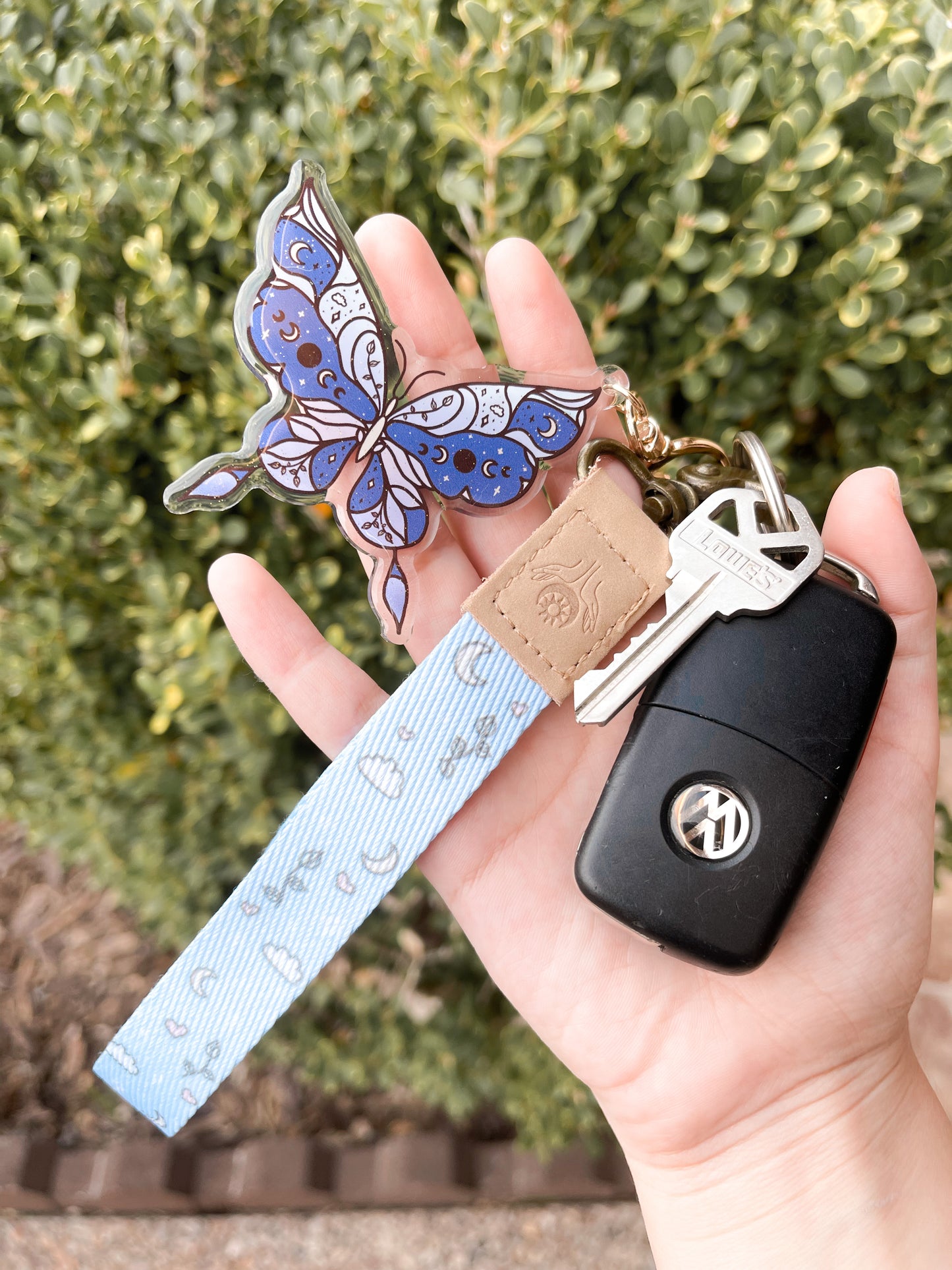 Celestial Night Butterfly Glitter Epoxy Keychain