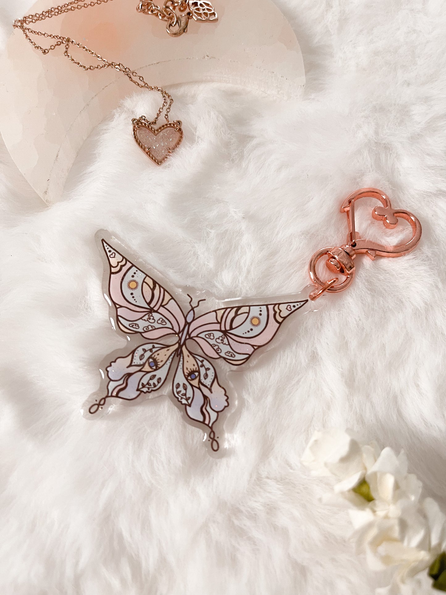 Celestial Skies Butterfly Glitter Keychain